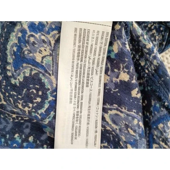 Hollister Blue Paisley Fringe Kimono Cardigan Open Front Boho Top Small - Picture 4 of 7